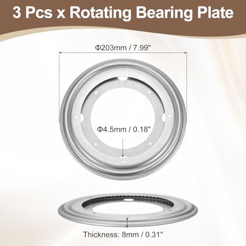 3Pcs 8 Inch Rotating Bearing Plate (Silver / 8 Inch)