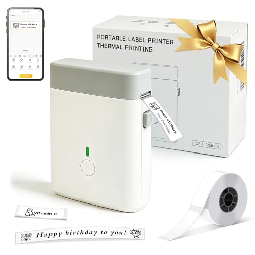 Label Maker Bluetooth Label Maker Machine with Tape (White)