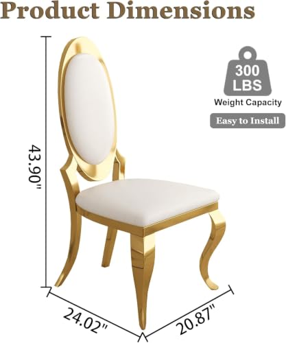Modern Dining Chairs Set of 2 (White/Gold / Set of 2)