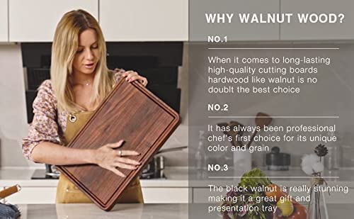 Thick Walnut Wood Cutting Board 18x12 in Large Wooden Chopping Board (Edge Grain / 18"L x 12"W)