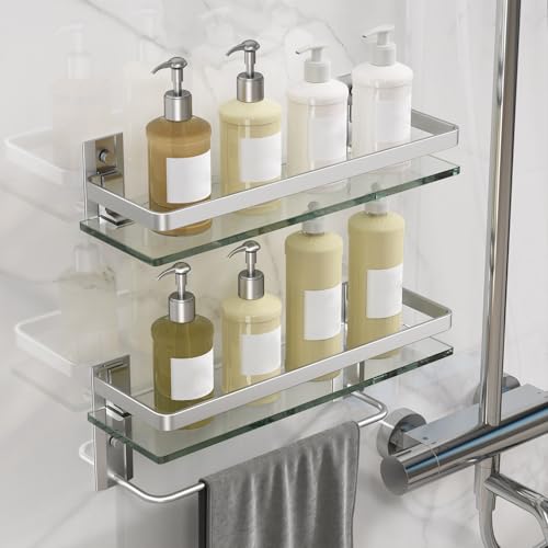 Bathroom Shelves Wall Mounted (Silver / Combo Set)