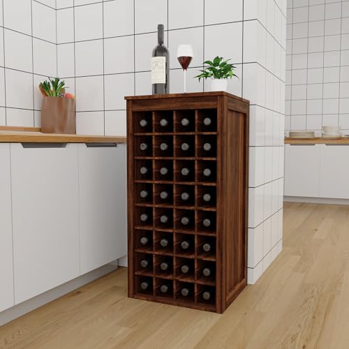 8 Tier Freestanding Wine Rack Wood (32 Bottles / Walnut)