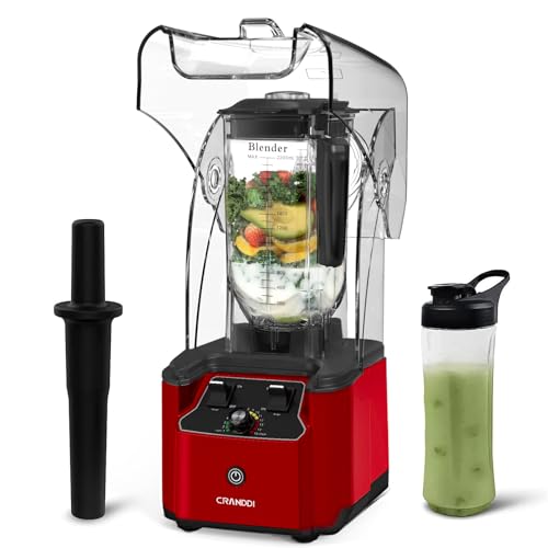 Quiet Commercial Blender with Soundproof Shield (Red)