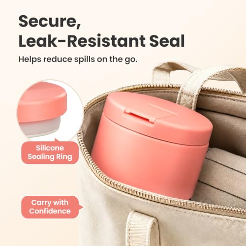 12oz Insulated Vacuum Food Jar with Buckle Lid Wide Mouth Soup Thermo for Hot Food Kids Leakproof Stainless Steel Lunch Container (Pink / 12OZ)