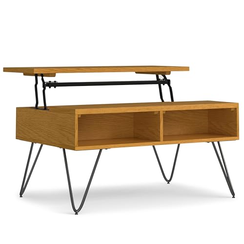 Hunter 36" Wide Oak Veneer Metal Rectangular Coffee Table in Oak