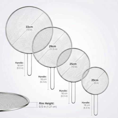 4 Piece Stainless Steel Splatter Screen for Cooking (4 silver)