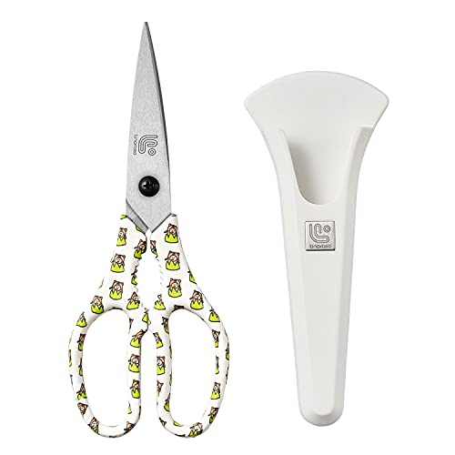 Kitchen Scissors Heavy Duty Kitchen Shears with Magnetic Holder Made with Japanese Steel 4034 (White/Tiger)