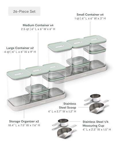26 Piece Ultimate Airtight Glass Food Storage Containers with Lids (Mist / 26-Piece Set)
