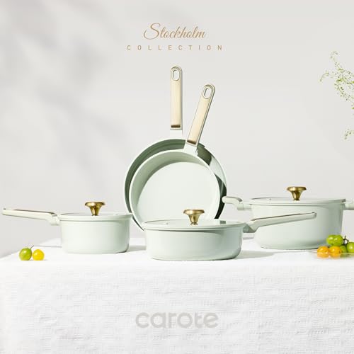 Ceramic Cookware Set Nonstick (Light Green / 14 Piece)