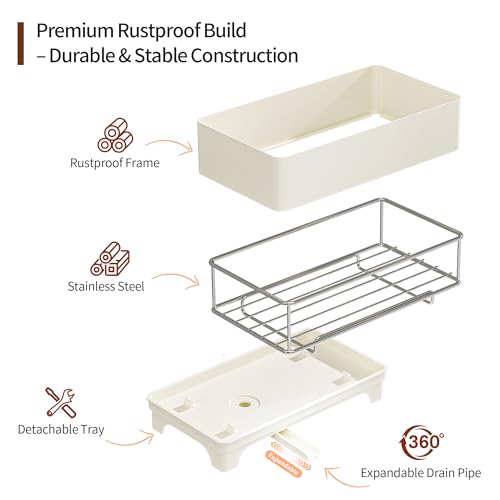 Rotating Drain Sponge Holder for Kitchen Sink Off (Off-White 1)