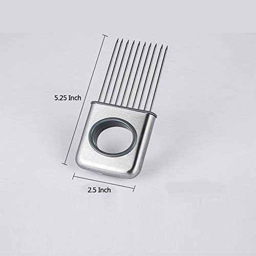 Stainless Steel Onion Cut Holder Slicer With 10 Even Prong Easy Hold Vegetable To Cut Tomato Lemon Potatoes And Loosen Meat Kitchen Tools (Silver)