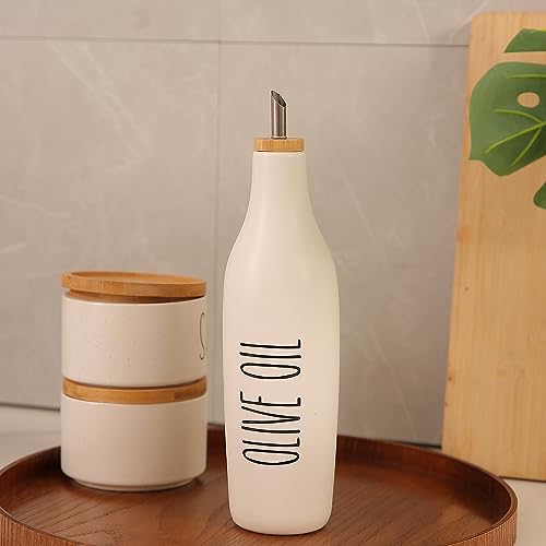 Ceramic Olive Oil Dispenser for Kitchen (White-Oil)
