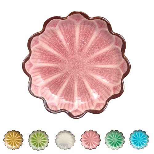 Ceramic Spoon Rest for Stove Top (Cracks Deco, Pink)