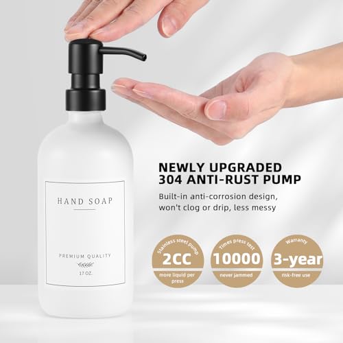 Glass Soap Dispenser (White Bottle/Black Pump + Tray + Funnel)