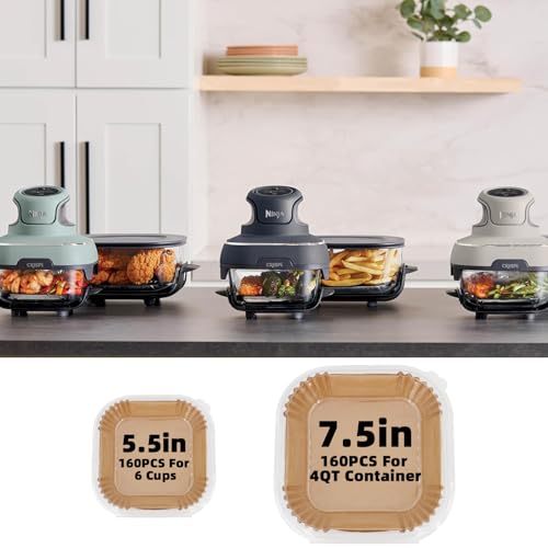 Air Fryer Liners for Ninja Crispi (5.5 Inch Square + 7.5 Inch Square)