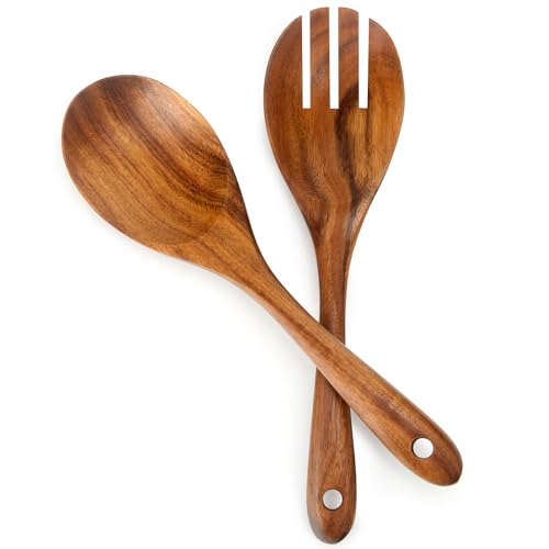 13 Inch Teak Wood Salad Spoon and Fork (13-Inch(XL) 1 Spoon+1 Spork)