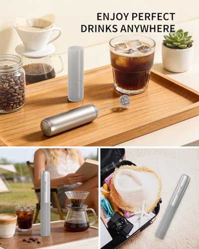 Rechargeable Milk Frother Handheld (Silver)