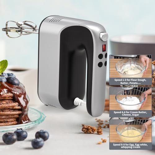 9 Speed Digital Hand Mixer Electric (Silvery Black)