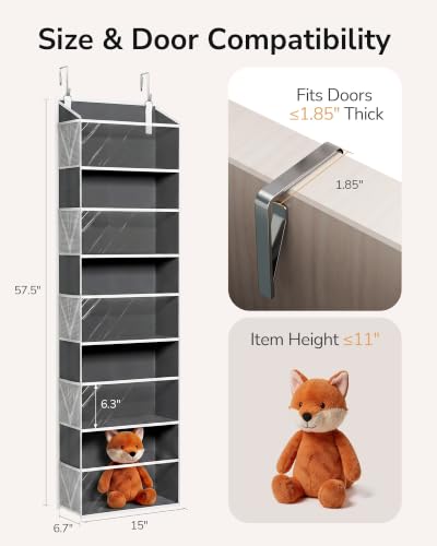 Stuffed Animal Organizer Over the Door (Clear Dark Grey / 1 Pack-5 Tier)