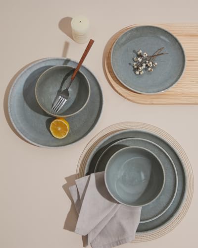 Stoneware Dinnerware Sets for 8 (Gradient Green / Set (24pcs))