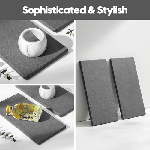 2PCS 10"x 5" Large Bathroom Sink Vanity Trays (2 Pack - Charcoal Gray / 10" x 5")
