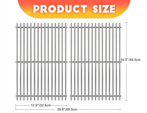 19.5" x 25.8'' Stainless Steel Cooking Grill Grates for Weber (19.5''D x 25.5''W)
