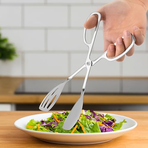 2 PACK Salad Tongs for Serving (Silver)