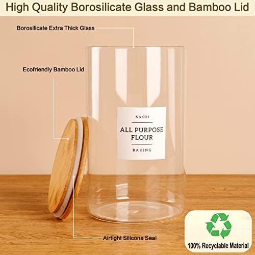 1 Gallon Large Glass Food Storage Containers With Airtight Bamboo Lid (1Gallon)