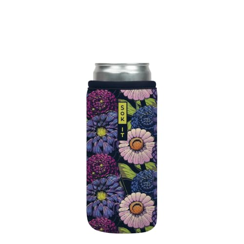 CanSok Sleeve for Beer & Soda Insulated Neoprene Cover (Secret Garden / 12oz Slim Can Sleeve)