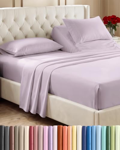 Flex Top Split Head King 4 Piece Sheet Set (33 - Light Lavender / Split Head/Flex Top)
