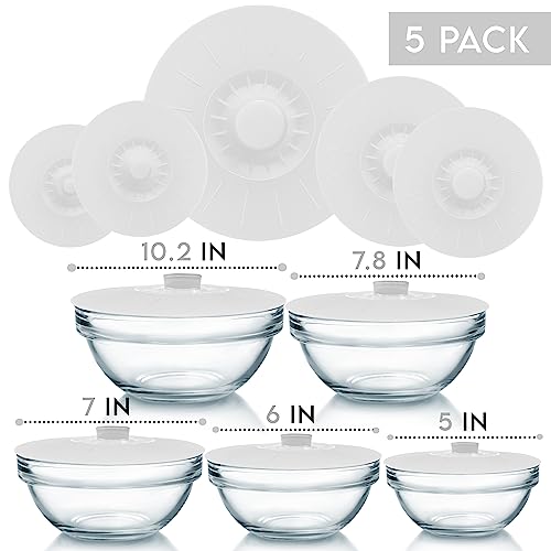 Silicone Bowl Lids White (5 Piece / Translucent Misty White)