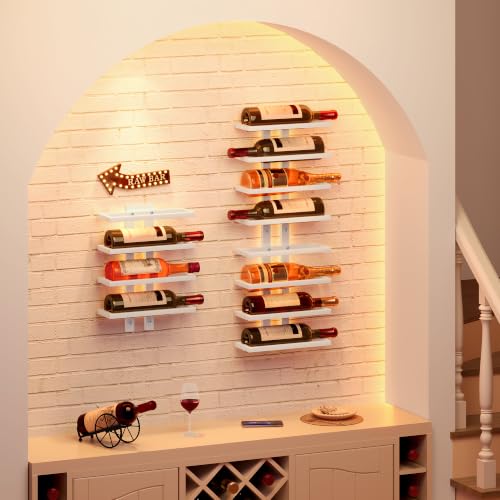 3 Set 8 Tier Wall Mount Wine Rack (3 Pack (24 Bottles) / White)