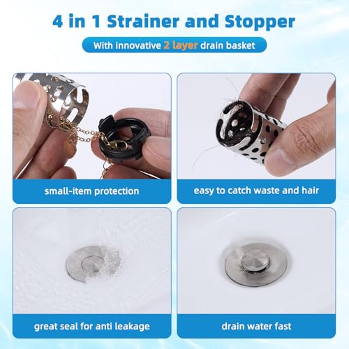 Universal Bathroom Sink Drain Stopper Hair Catcher