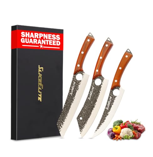 3PC Boning Knife Scimitar & Kiritsuke Knives Prep Knife Set Forged Blades