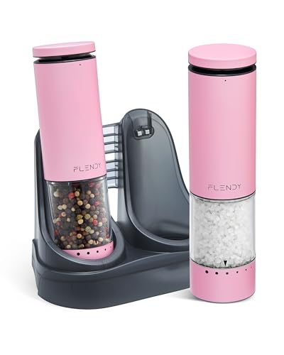 Rechargeable Electric Salt and Pepper Grinder Set with Charging Base (Set of 2 with Charging Base / Pink)