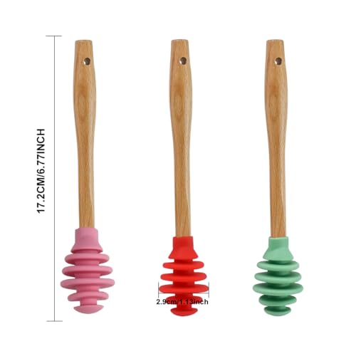 3 Pack Silicone Honey Dipper Sticks (Red/Pink/Green)