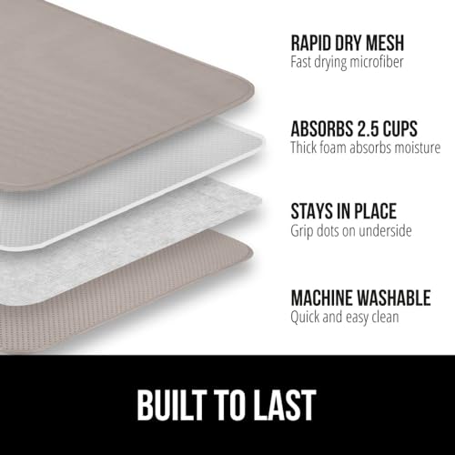 Ultra Absorbent Microfiber Dish Drying Mat (18" x 16" (2 Pack) / Microfiber / Almond)