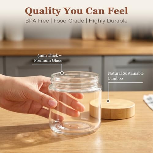 Overnight Oats Containers with Lids 10 oz (0.3125 Qt x 4)