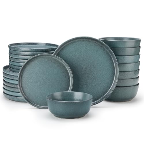 Plates and Bowls Sets (Smoky Teal / 24 Pcs (Service for 8))