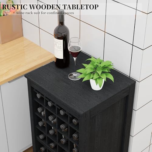 8 Tier Freestanding Wine Rack Wood (32 Bottles / Black)