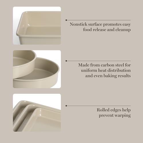 Gallen 10 Piece Baking Pans Ceramic PFA Free Non Toxic Non Stick Bakeware Set (Taupe / 10-Piece Bakeware Set)