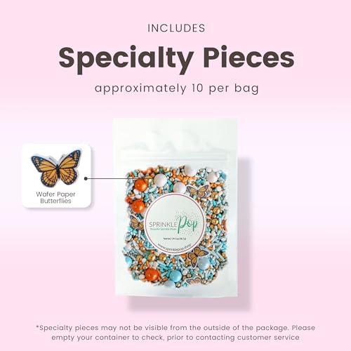 Monarch Butterfly Sprinkle Mix (Light Blue, Muted Light Blue, Orange, Black, White, Vintage Gold)