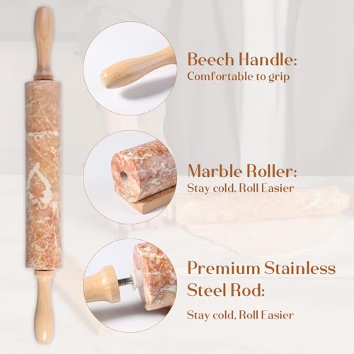 Marble Rolling Pin (Red Marble)
