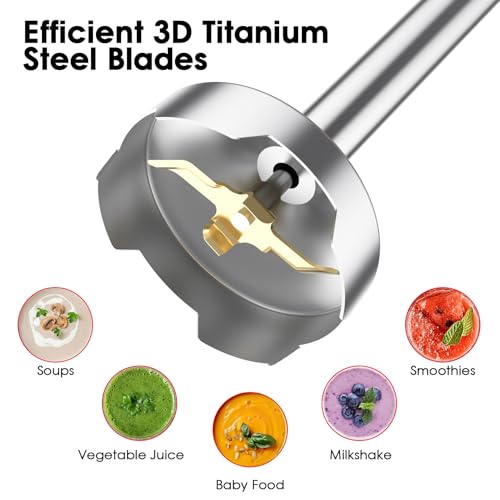 Immersion Blender Handheld for Kitchen (5-Piece Set / Titanium Set)