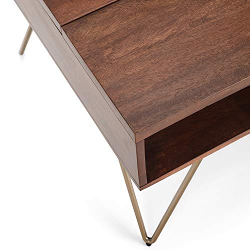 Hunter 48" Wide Solid Mango Wood Coffee Table in Umber Brown (Lift Top Coffee Table / 48 inch / Umber Brown)