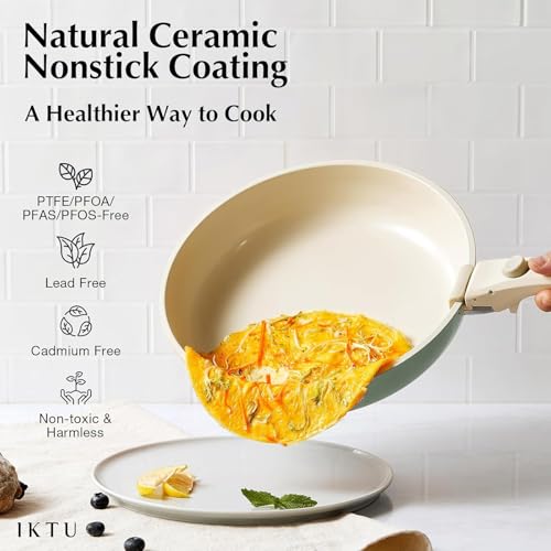 Ceramic Pots and Pans Set Non Stick Green (Sage Green)