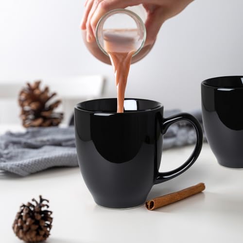 Durable 16oz Black Ceramic Coffee Mug (Black-1)
