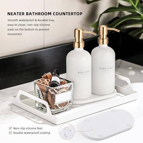 Soap Dispenser Bathroom (White Bottle/Gold Pump N+ Tray + Funnel)
