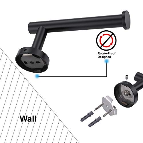 Toilet Paper Holder SUS304 Stainless Steel Round Size Matte Black 2 Pack (2 Count)