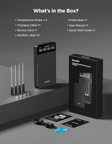 Smart Wireless Meat Thermometer Digital 4 Probes with App Alarm (4 Probe)